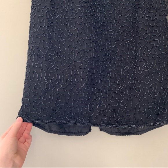 Vintage Laurence Kazar Black Beaded Dress Sz Small - Picture 4 of 11